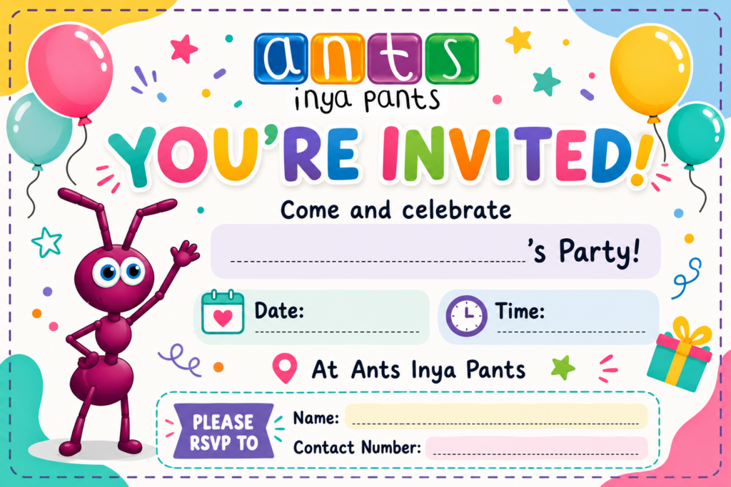 Ants Inya Pants Party Invitation